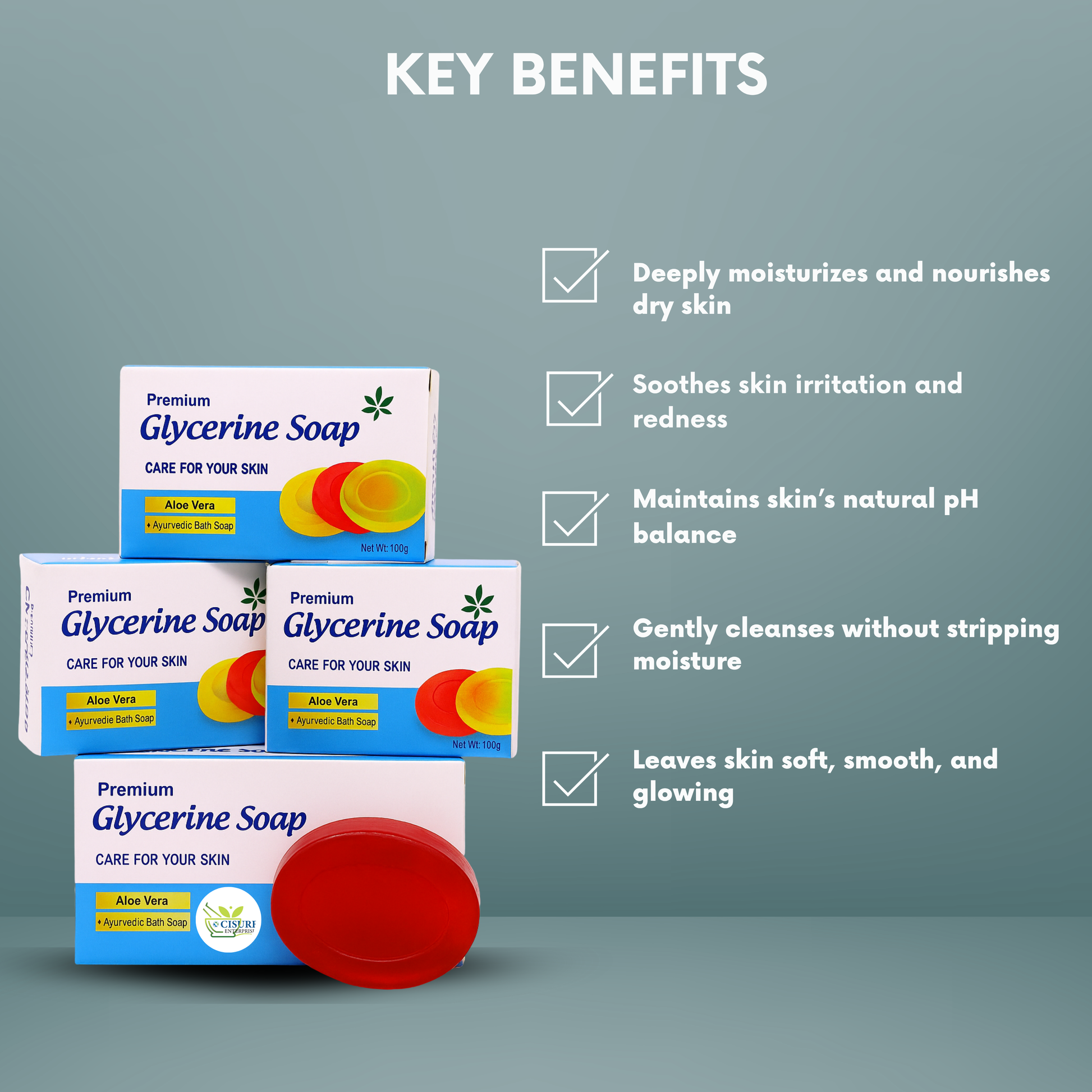 Premium Aloe Vera Glycerine Soap | Ayurvedic Moisturizing Bath Bar Pack Of 6 - My Store