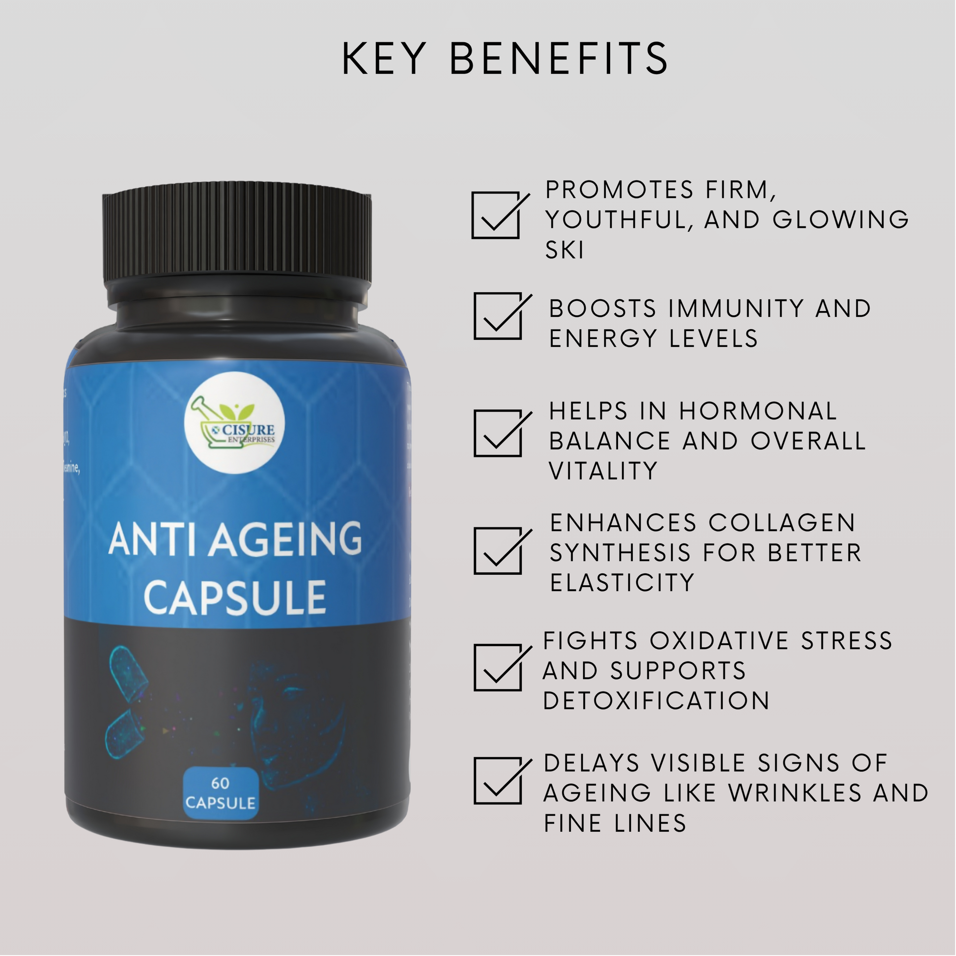 Cisure Anti Ageing Capsule – Herbal Youth Booster (30 Capsules) - My Store